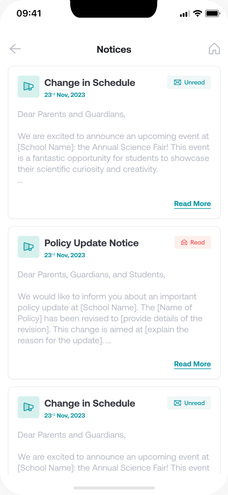 Notices & announcements